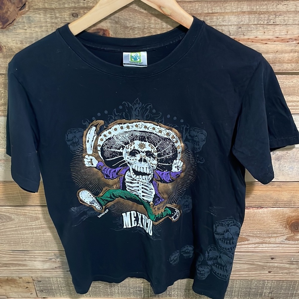 Karani Art Sugar Skull T-Shirt Adult Size S Black Mexico - Picture 3 of 7